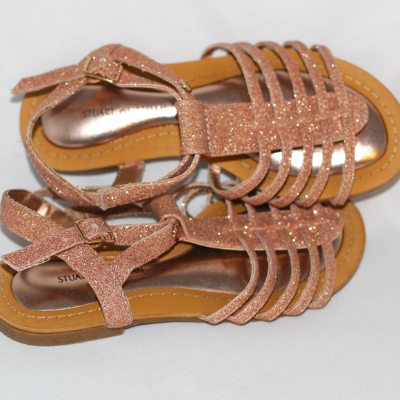 Stuart Weitzman Rose Gold Girl's Glitter Sandals - Picture 4 of 5